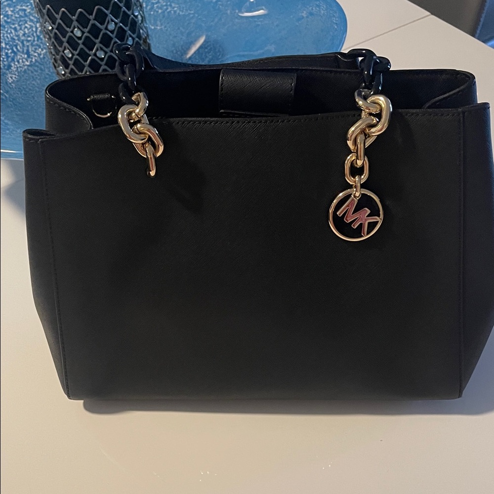 Michael Kors Black Shoulder Bag with Gold Accents